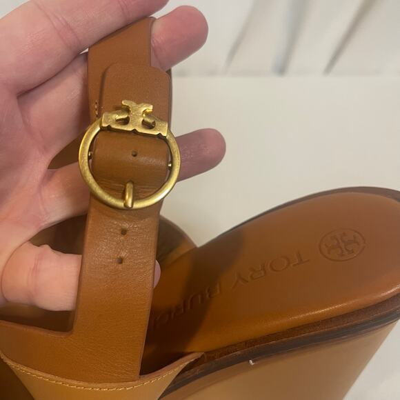 Tory Burch Selby 2 tone leather wedge sandals size 9-Preowned - Picture 12 of 12
